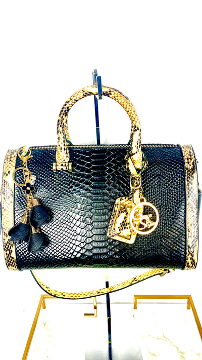 Leather Duffel Style Handbag